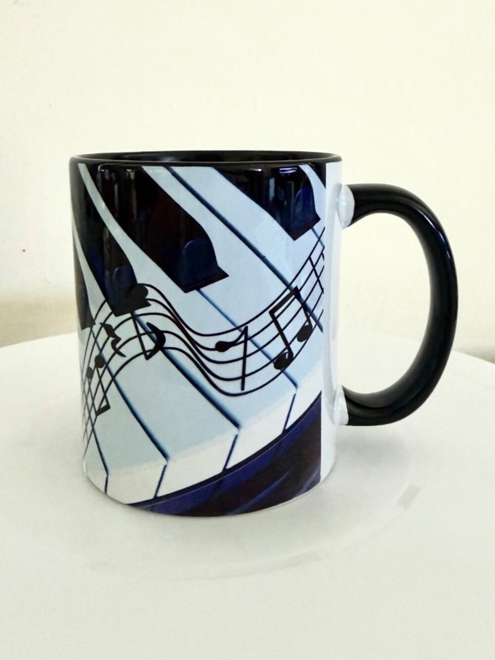 Piano Keys Music Notes Mug 11 oz Black White Ceramic Coffee Tea Cup
